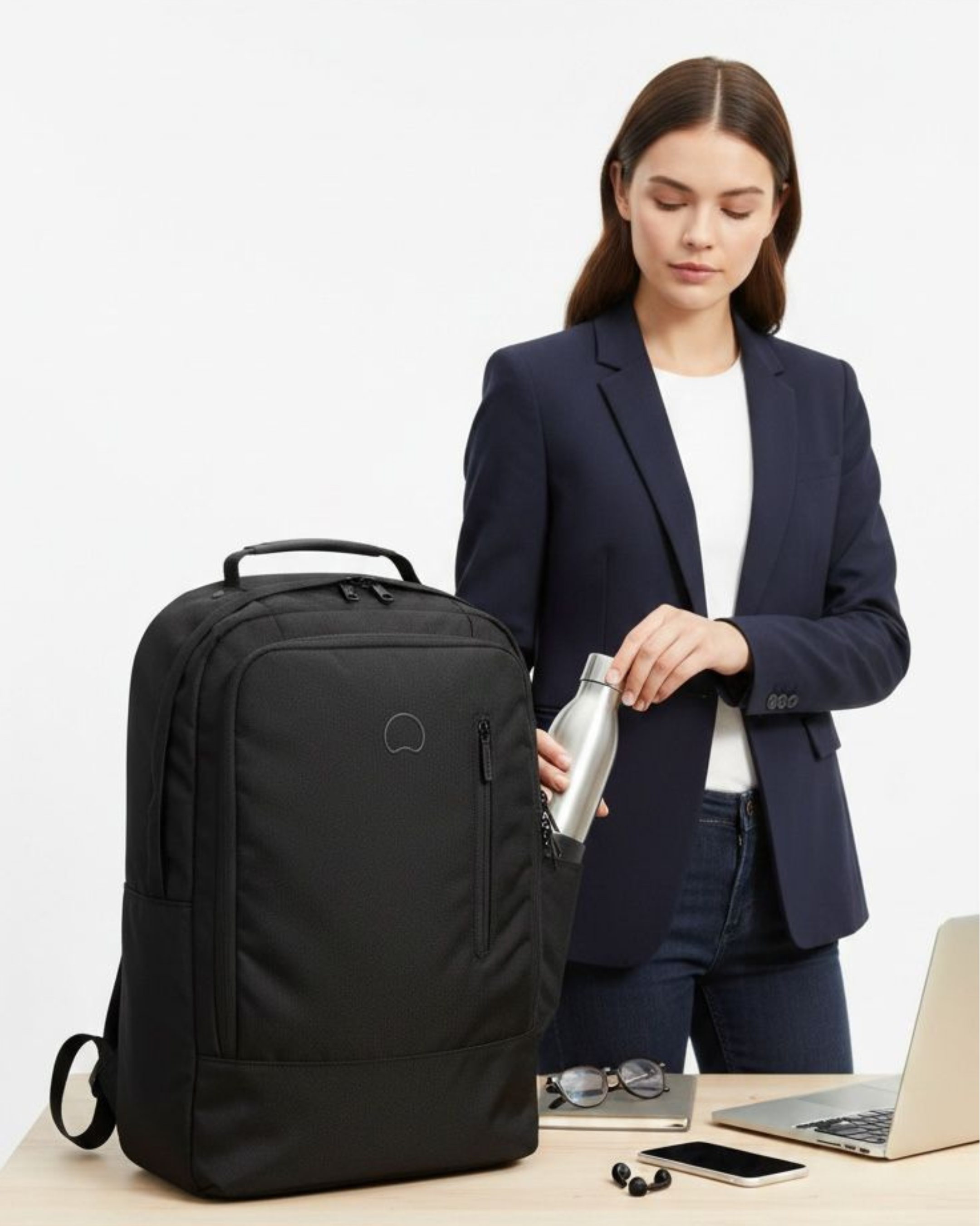 Delsey Maubourg Backpack Black premium laptop backpack in Pakistan with spacious compartments