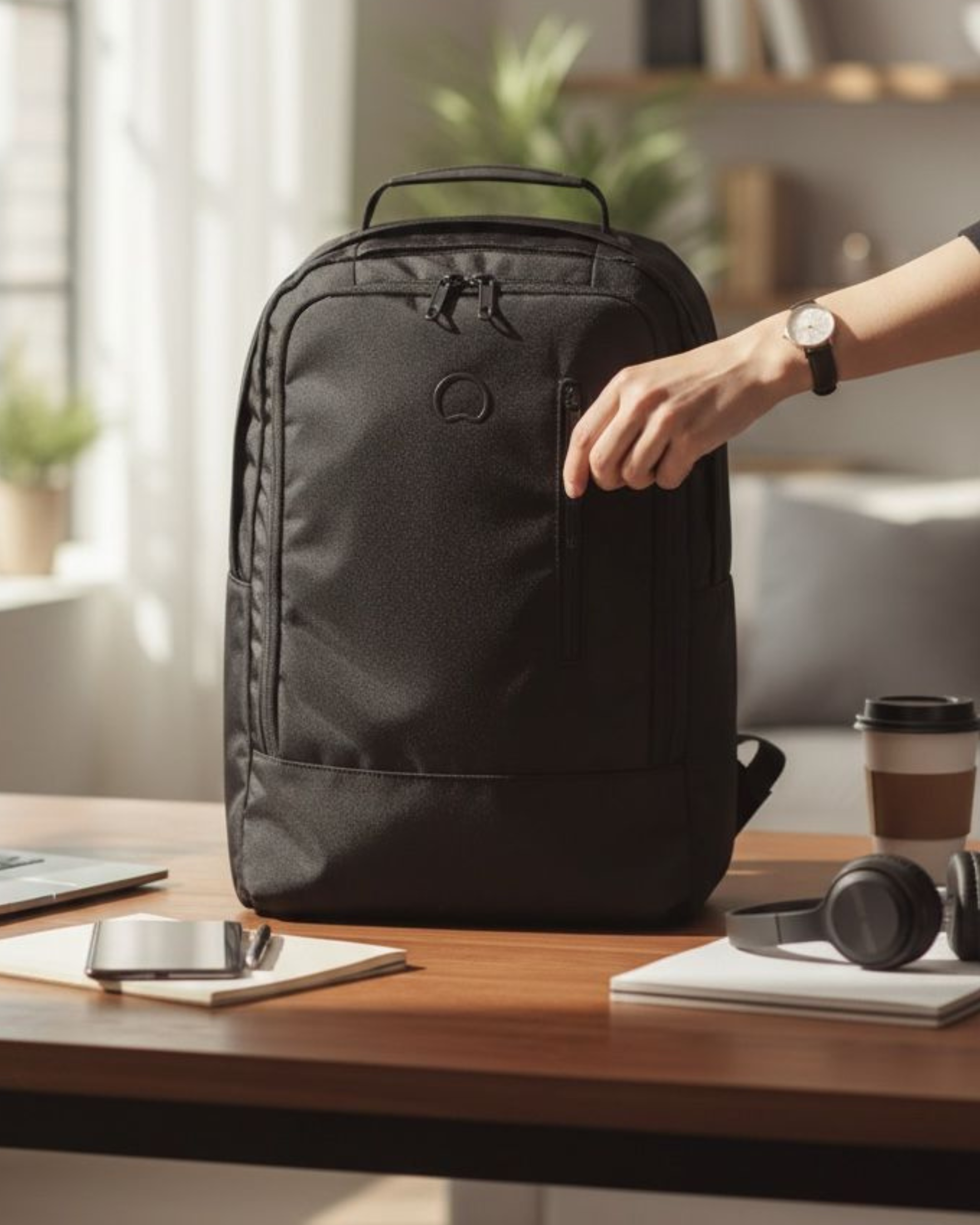 Delsey Maubourg Backpack Black premium laptop backpack in Pakistan with spacious compartments