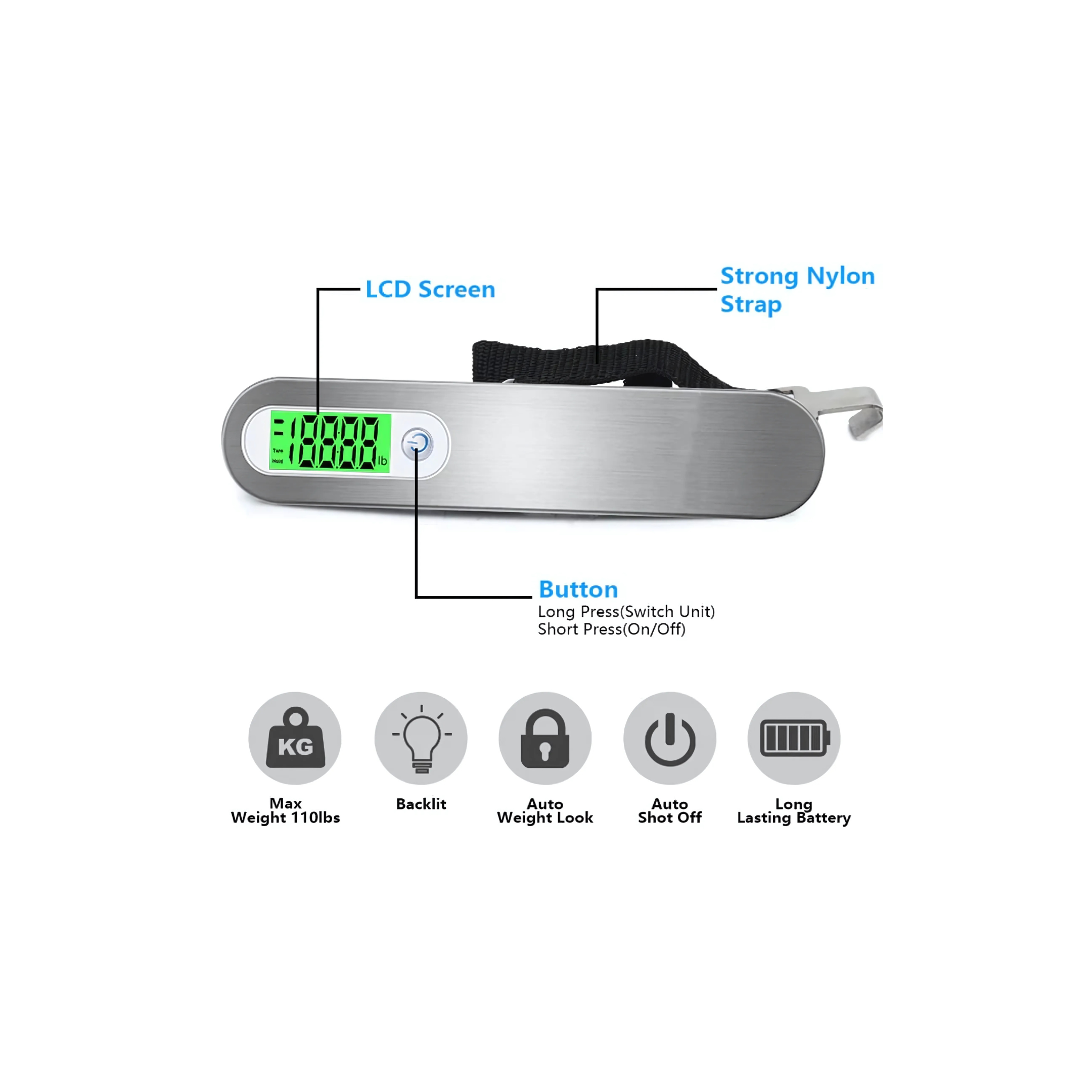 Digital Luggage Weight Scale - 50kg Capacity - 95 Stores