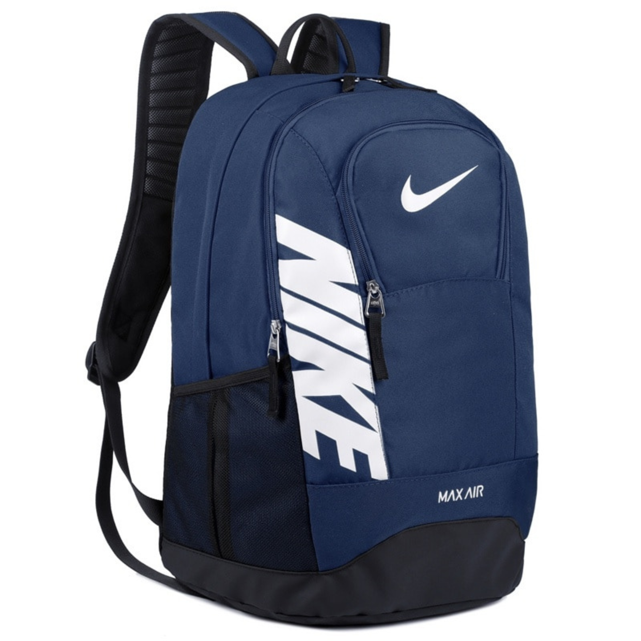 Close-up of Nike Max Air Backpack zipper and durable fabric material