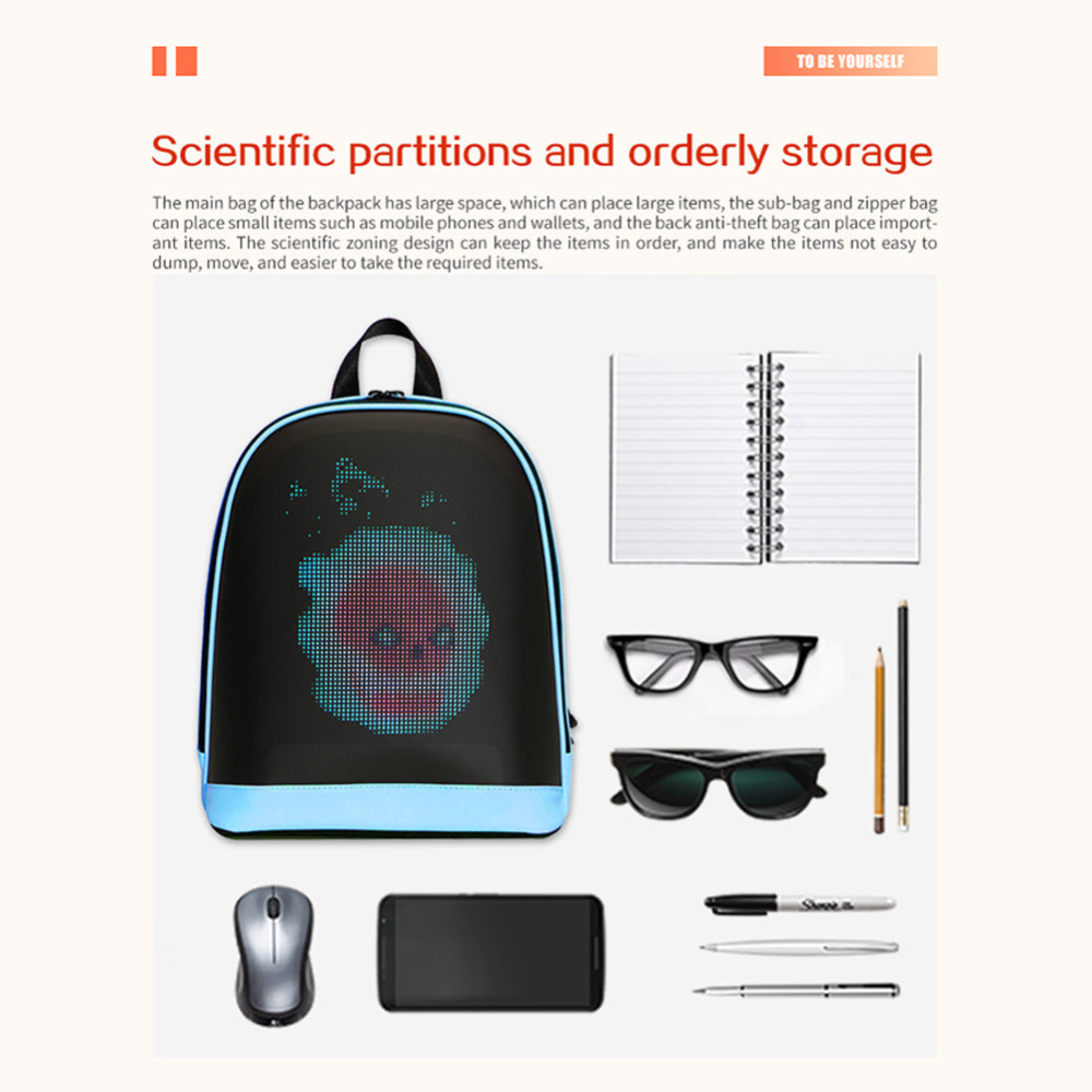 LED Backpack with APP Control Waterproof