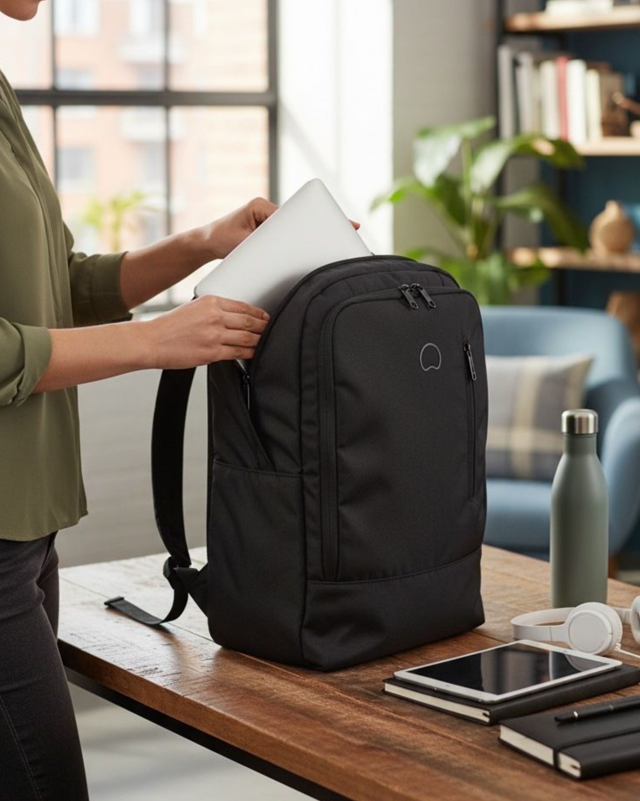 Delsey Maubourg Backpack Black premium laptop backpack in Pakistan with spacious compartments