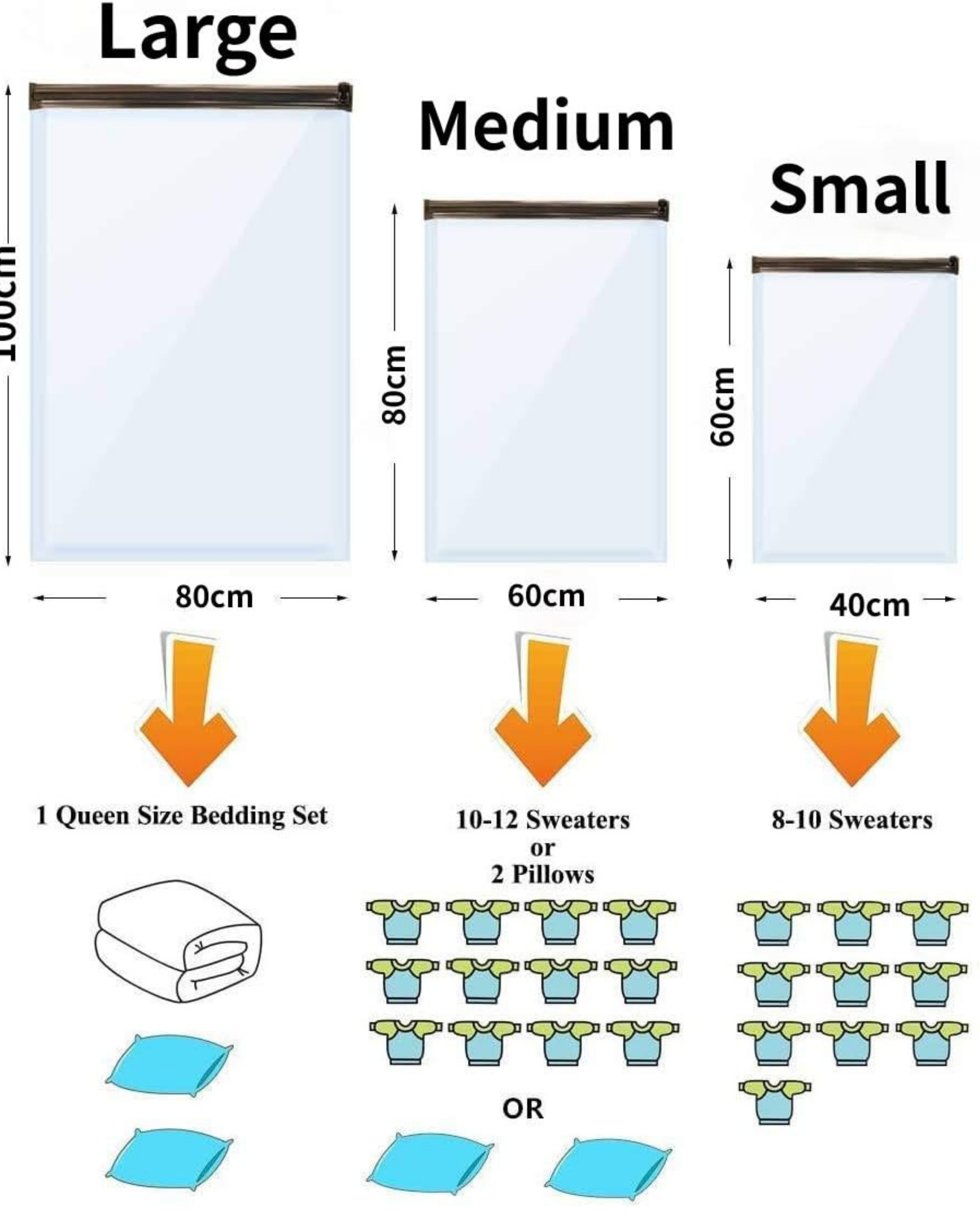 Vacuum compression bags for blankets and winter clothes