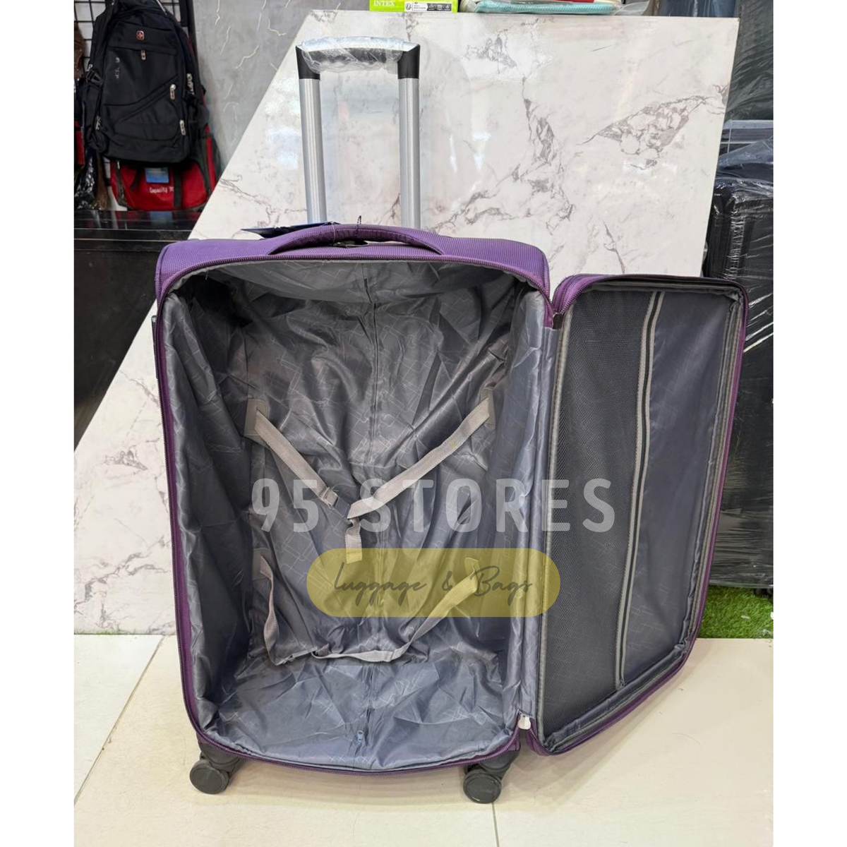 Premium Purple Soft Side Travel Suitcase